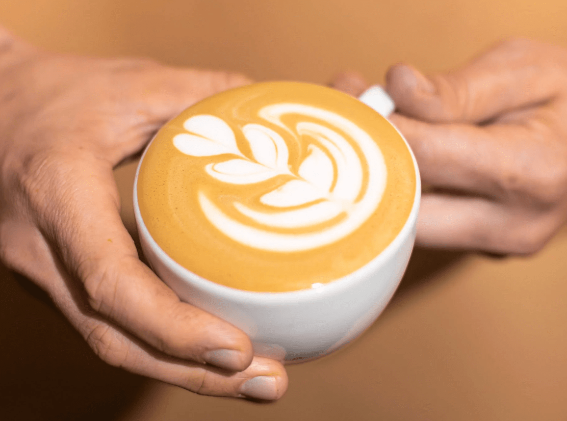 Velvety latte art made with specialty coffee and steamed milk